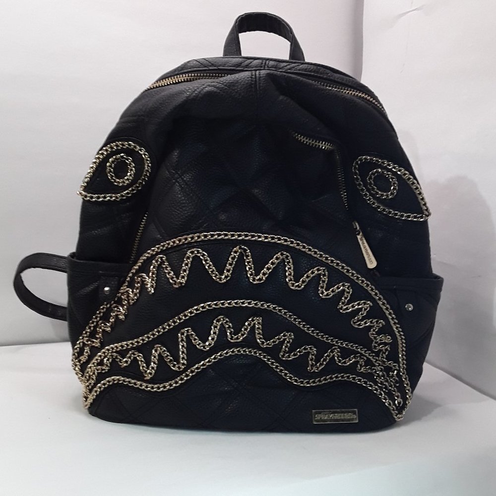 ***READ LISTING*** Noir Sprayground Shark Gold Chain Med Quilt Backpack